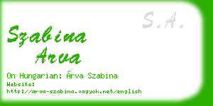 szabina arva business card
